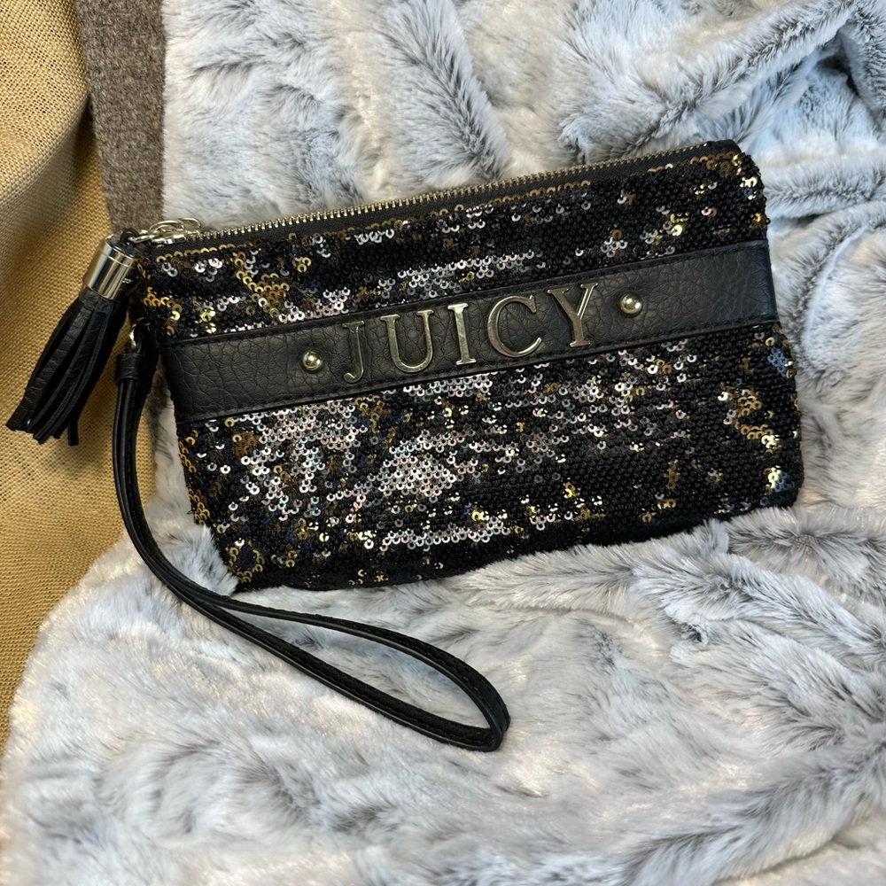 Juicy Couture Black Sequin Wristlet